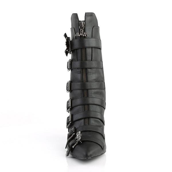 Demonia Fury-110 Black Faux Leather Stiefel Herren D715-204 Gothic Stiefeletten Schwarz Deutschland SALE